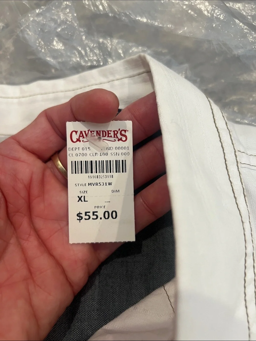 Wrangler White Button-Up Shirt with Contrast Stitching size XL.